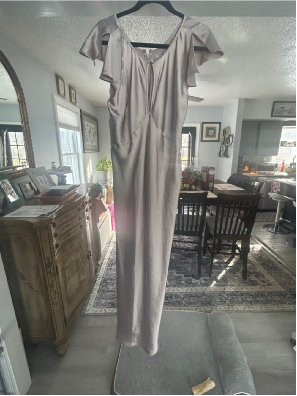 Women's Old Navy Beige Maxi Dress with Flutter Sleeves Size L